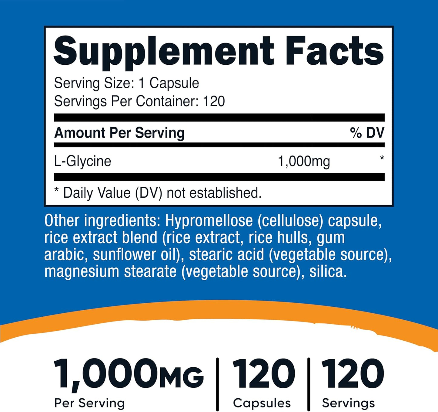 Nutricost L-Glycine 1000mg - 120 Vegetarian Capsules - Non-GMO & Gluten-free - görsel 2