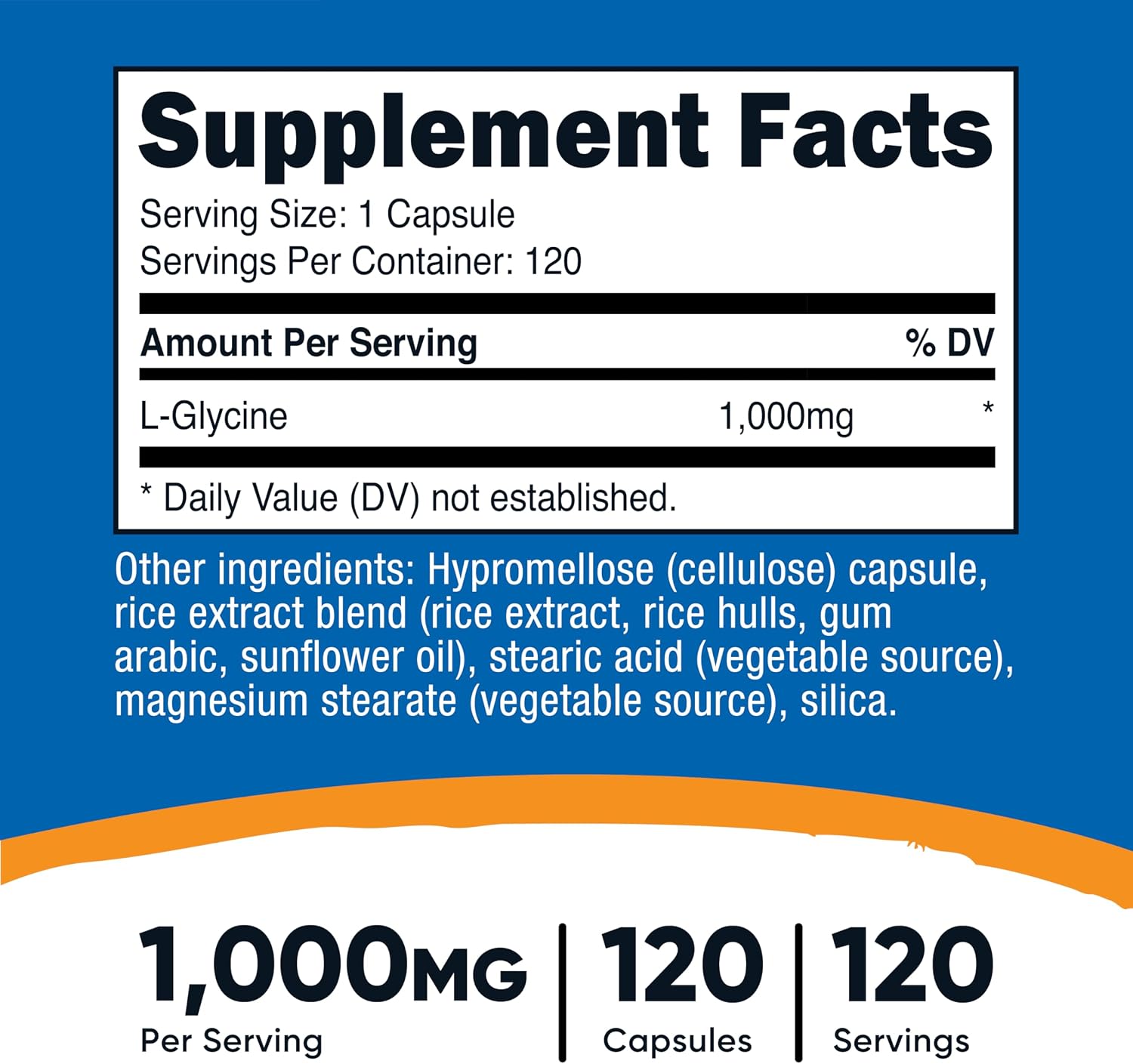 Nutricost L-Glycine 1000mg - 120 Vegetarian Capsules - Non-GMO & Gluten-free - görsel 2