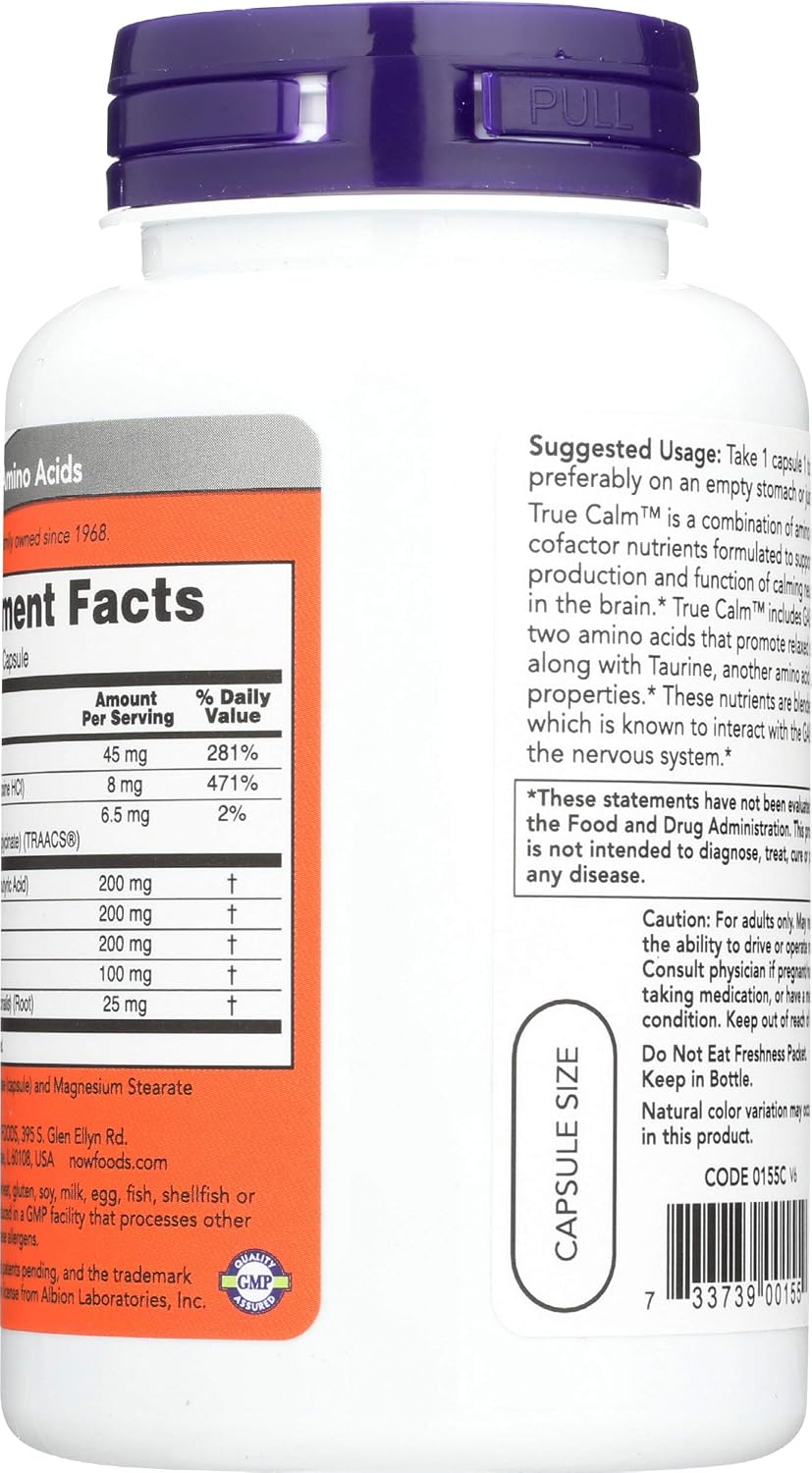 NOW Foods True Calm Amino Relaxer 90 Capsules (Twin Pack) - görsel 2