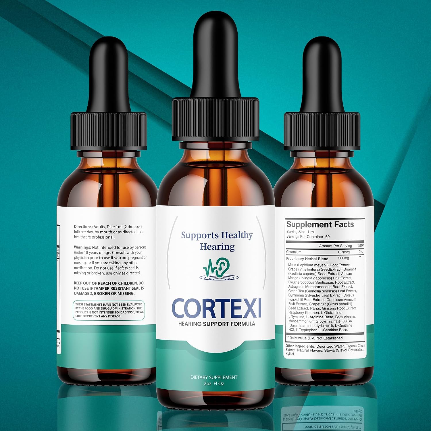 Cortexi Hearing Support Drops with Chromium, Grape Seed, Astragalus, Maca Root (118 ml) - görsel 4