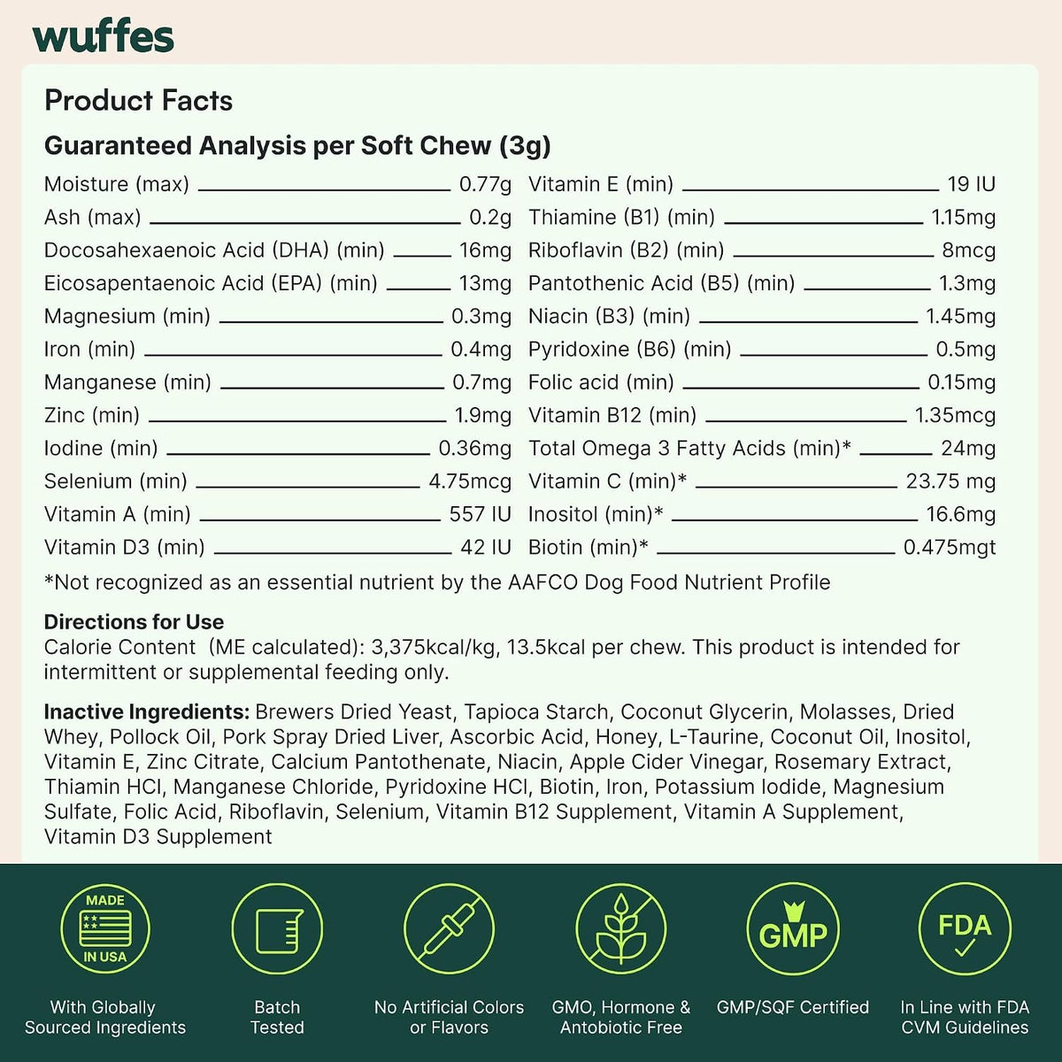 Wuffes 23-in-1 Dog Multivitamin Soft Chews - Skin, Coat, Immune & Gut Health Support (30 Count) - görsel 9