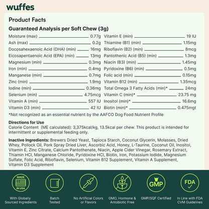 Wuffes 23-in-1 Dog Multivitamin Soft Chews - Skin, Coat, Immune & Gut Health Support (30 Count)