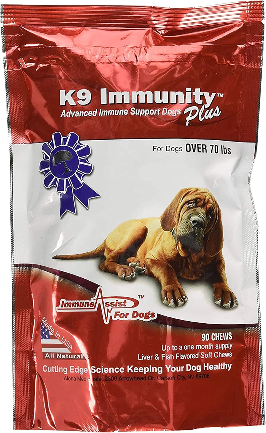 K9 Immunity Plus, Immune Support for Dogs Over 31 kg (70 lbs), Organic and Mushroom Enhanced, Pack of 2, 90 Chews - görsel 7