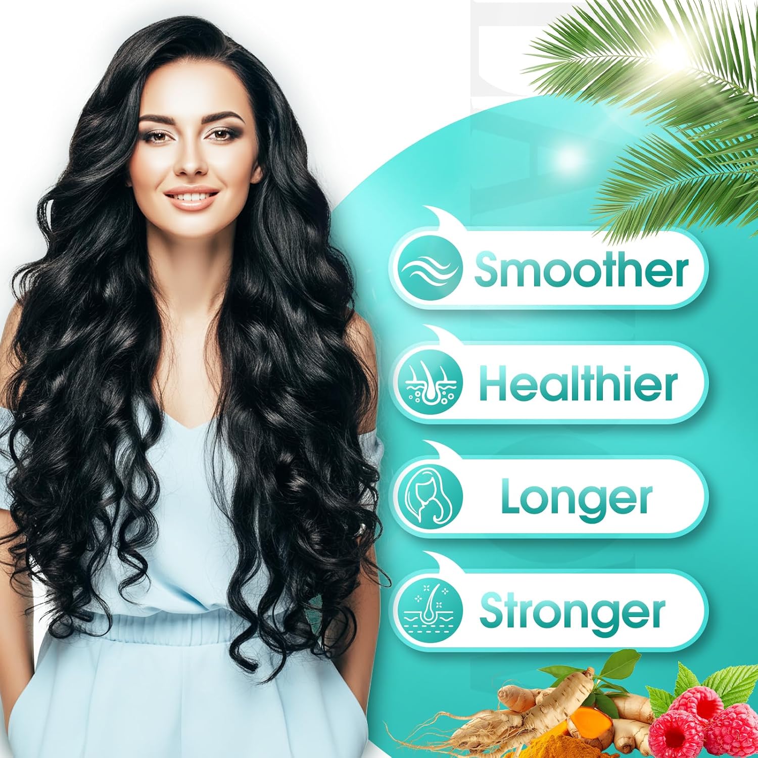 Lazpowfi Hair Growth Supplement - Biotin 10000mcg, 30-in-1 Vitamins for Hair, Skin & Nails - 120 Capsules (30 Servings) - görsel 6