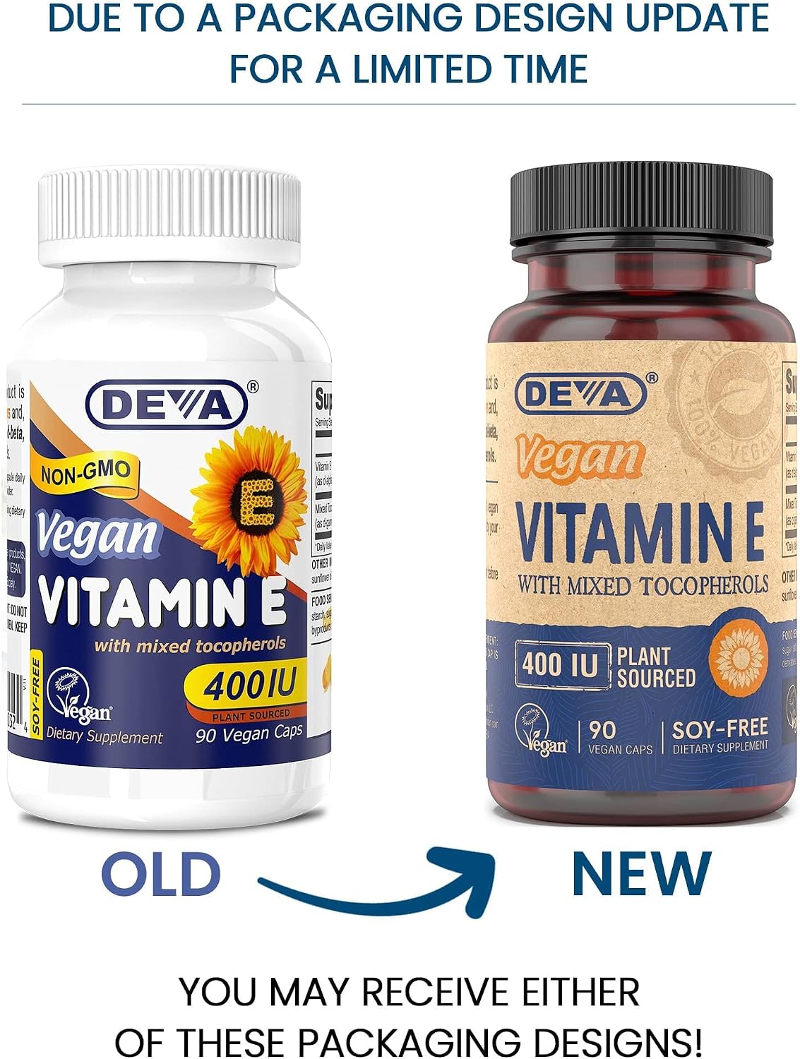 DEVA Vegan Natural Source Vitamin E 400IU with Mixed Tocopherols, Soya-Free – 90 Veg Caps (Pack of 2) - görsel 2
