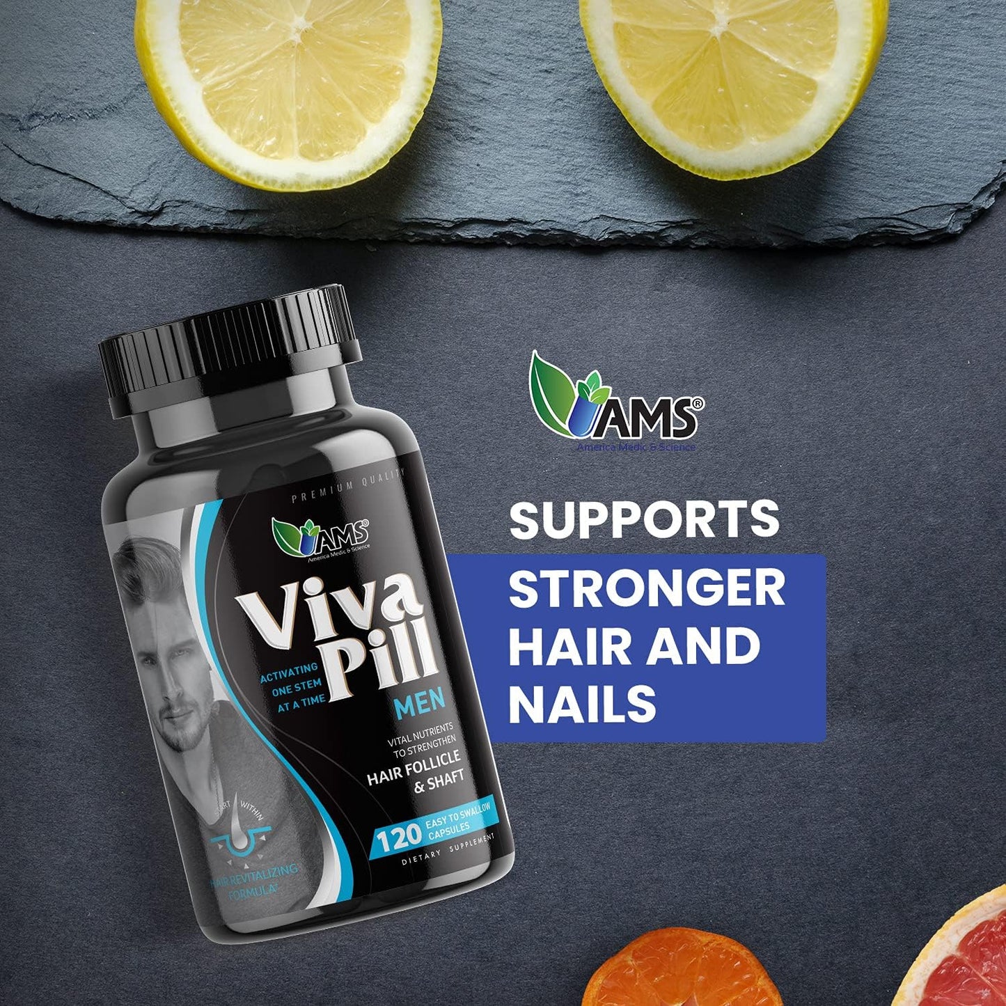 America Medic & Science VivaPill for Men – Hair, Skin & Nails Food Supplement with Biotin, Collagen & Keratin (120 Capsules) - görsel 3
