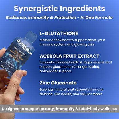 Liquid Glutathione Supplement with Zinc & Acerola – Lemon Berry Sachets – 30 Packets