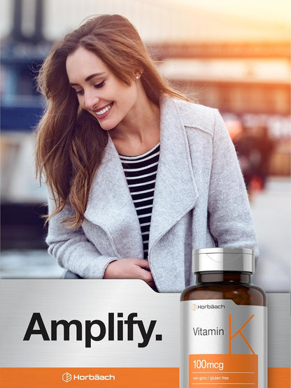Horbäach Vitamin K Supplement | 100mcg | 120 Tablets | Vegetarian, Non-GM & Gluten-free