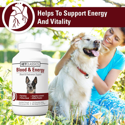 Vet Classics Blood & Energy Dog Supplement – Herbal Chewable Tablets (120 Tablets)