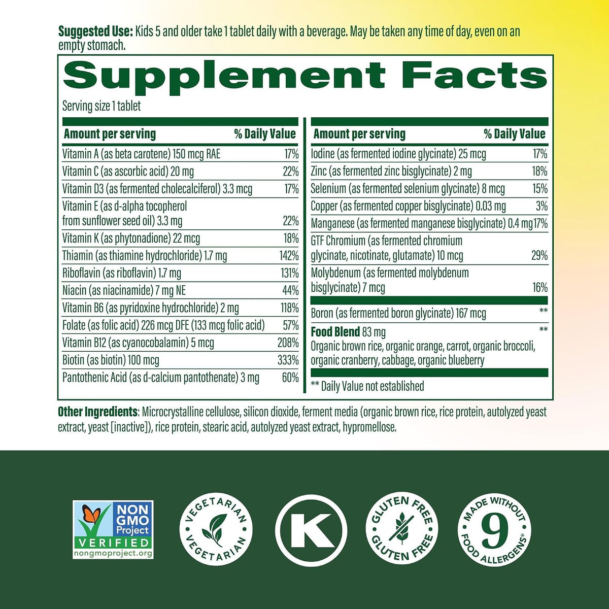 MegaFood Kids One Daily Multivitamin - Mini Tablets with Zinc, Vitamins C, B & D - Vegetarian, Gluten-Free, Non-GMO - 30 Tablets - görsel 2