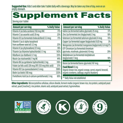 MegaFood Kids One Daily Multivitamin - Mini Tablets with Zinc, Vitamins C, B & D - Vegetarian, Gluten-Free, Non-GMO - 30 Tablets