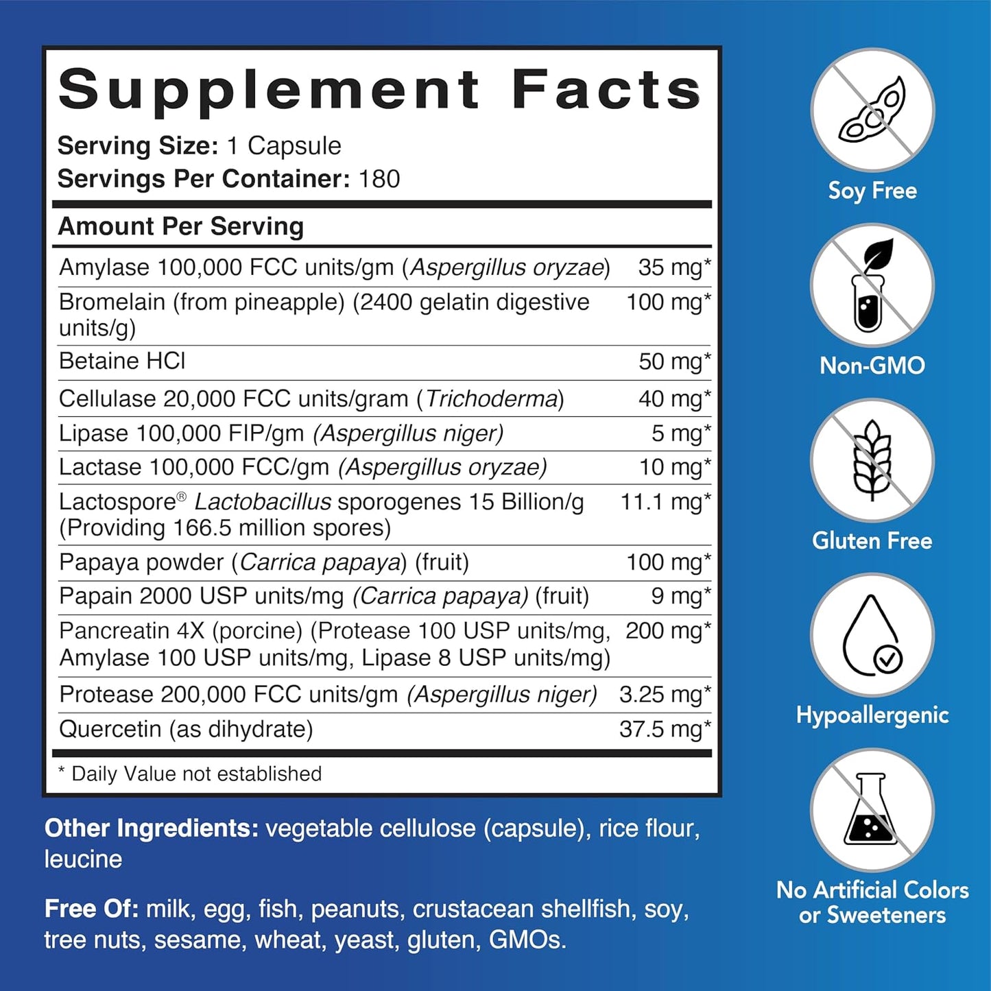 Patient One GI-One - Digestive Enzyme Supplement with Betaine HCl and Probiotic - 180 Capsules - görsel 5
