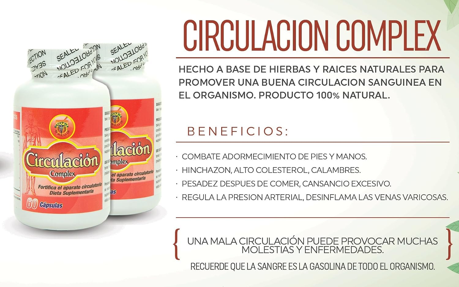 Nutrisalud Products Circulacion Complex - Natural Circulation Support Capsules, 2 Bottles (120 Capsules Total) - görsel 5