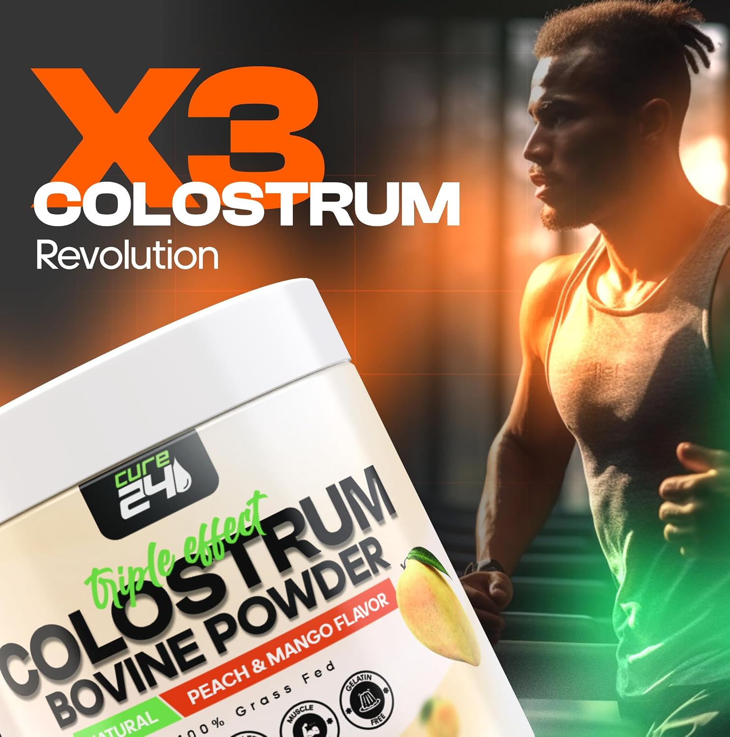 Cure24 Bovine Colostrum X3 Powder - Grass Fed, High IgG, Probiotic & Prebiotic, Unflavoured - görsel 7