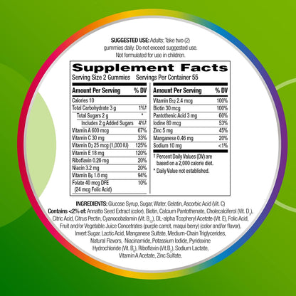 Centrum MultiGummies Gummy Multivitamin for Adults, Assorted Fruit Flavour - 180 Count