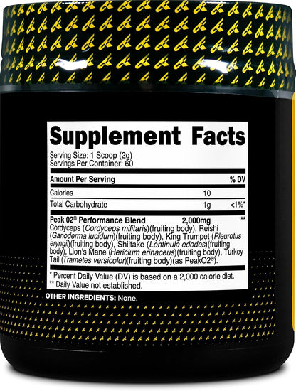 PrimaForce Peak O2 Sports Supplement, 120 g - Proprietary Organic Mushroom Blend