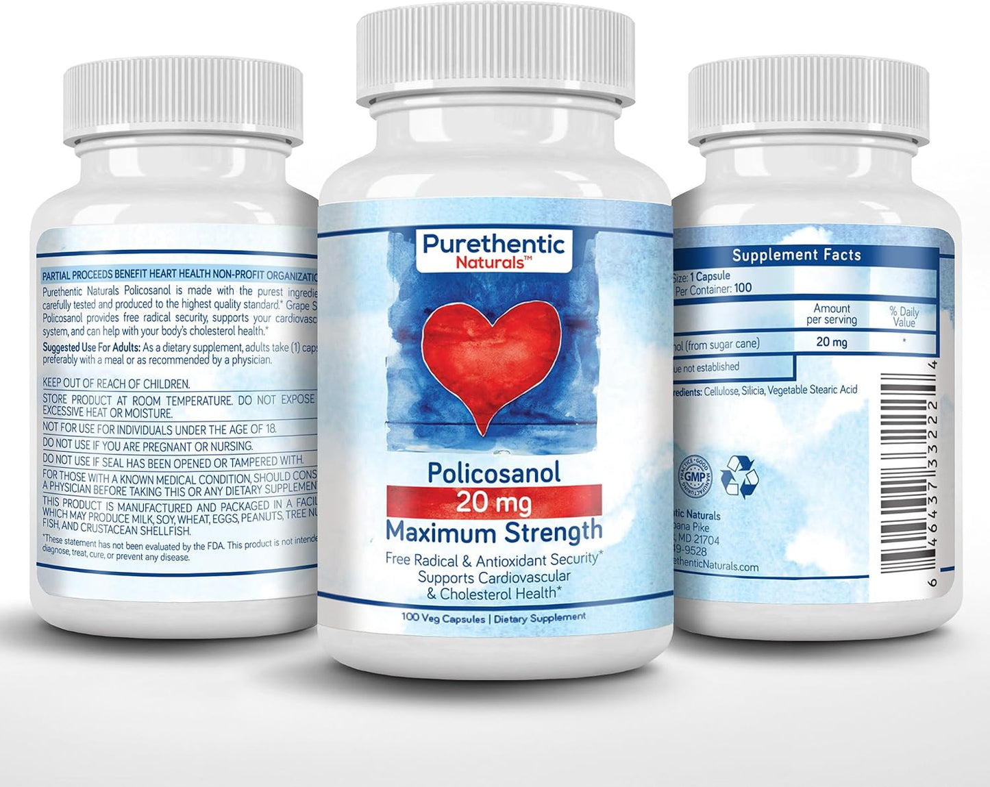 Purethentic Naturals Policosanol 20mg - 100 Veg Capsules - görsel 6