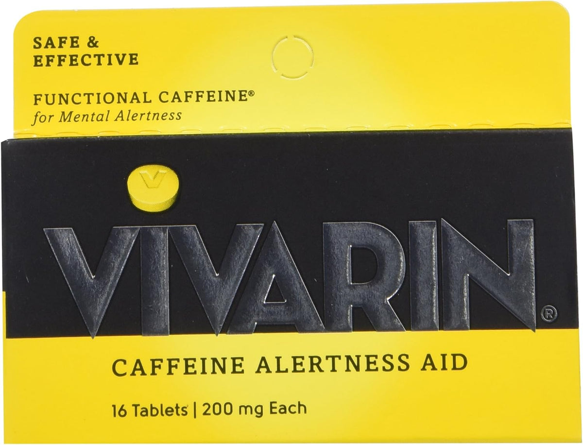 Vivarin Caffeine Tablets, 200mg Caffeine per Tablet, Alertness Aid, Energy Supplement, 16 Tablets (3 Pack) - görsel 1