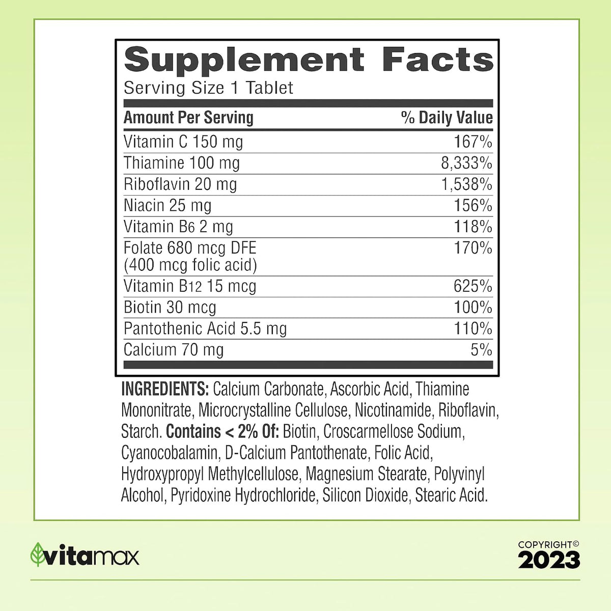 Spring Valley Super Vitamin B-Complex Tablets Food Supplement Value Size, 100 Tablets (Over 3 Months' Supply) + Exclusive VitaMax Vitamin Guide (2 Items) - görsel 2