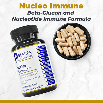Premier Research Labs Nucleo Immune – Beta Glucan, Turmeric, Reishi & Prickly Pear Food Supplement – 90 Capsules