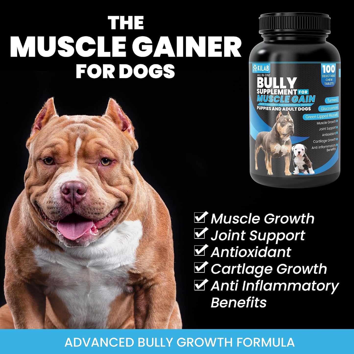Kilab Dog Weight Gainer – 100 Chewable Tablets for Dogs Muscle Builder - görsel 2