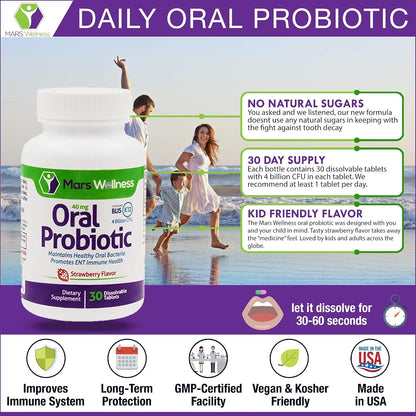 Oral Probiotic Supplement with BLIS K12 – 4 Billion CFU – Doctor Formulated – Sugar Free – Made in USA