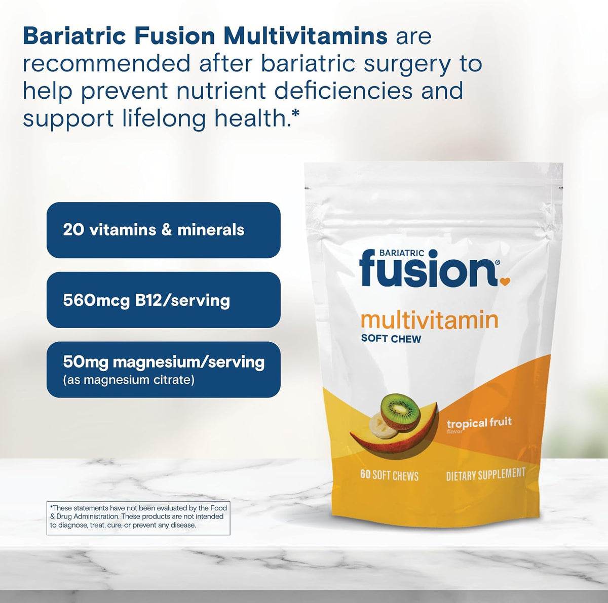 Bariatric Fusion Bariatric Multivitamin Soft Chew – Tropical Fruit – 60 Count (1 Month Supply) - görsel 5