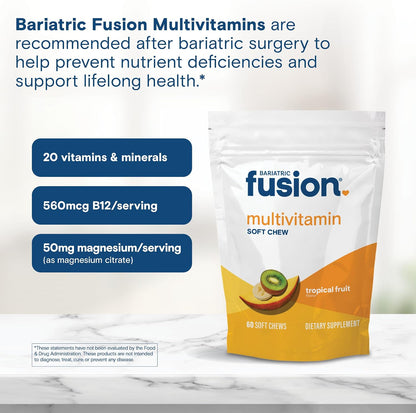 Bariatric Fusion Bariatric Multivitamin Soft Chew – Tropical Fruit – 60 Count (1 Month Supply)