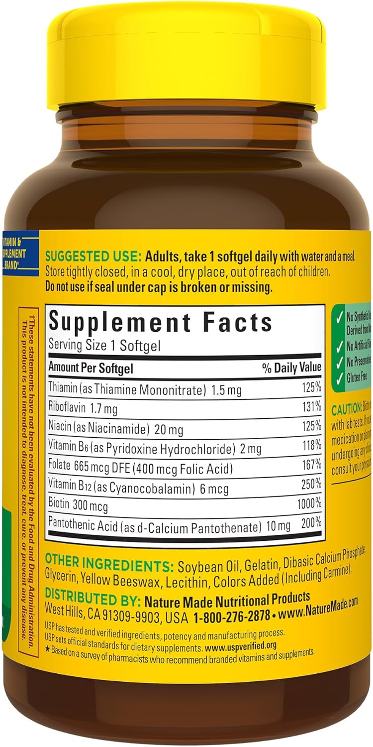 Nature Made Super B Complex Vitamins for Women and Men, 60 Softgels - görsel 9