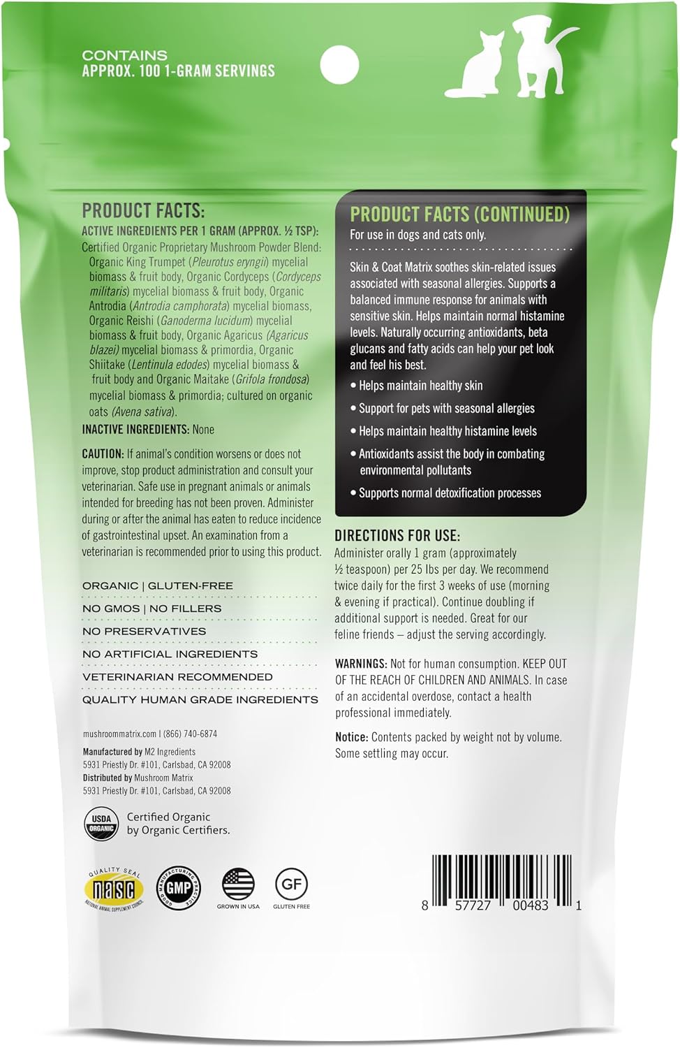 Om Mushroom Matrix Pet Canine Skin & Coat Organic Mushroom Powder, 100 g - görsel 2