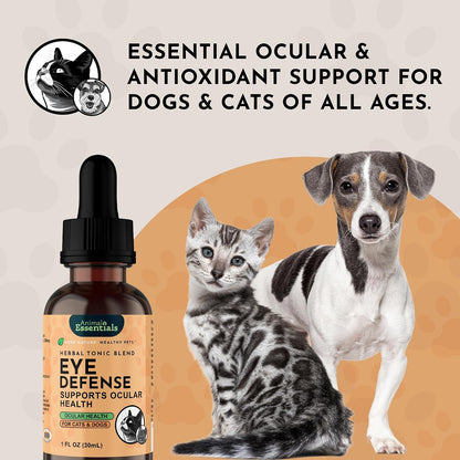 Eye Defence Support for Dogs & Cats, 60 ml - Certified Organic Bilberry & Calendula Herbal Blend, Alcohol-Free