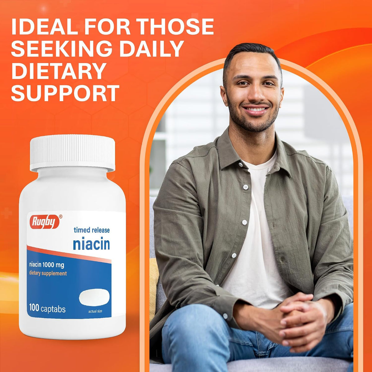 Rugby Timed-Release Niacin 1000mg – 100 Captabs (Pack of 3) - görsel 6
