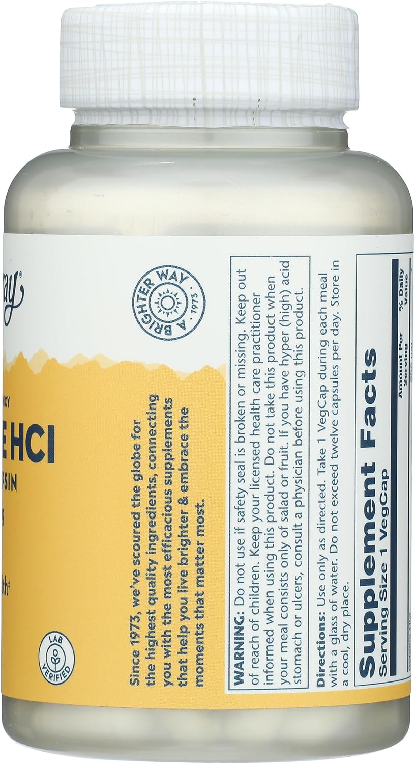 Solaray HCl Pepsin High Potency 650 mg, 100 Vegetarian Capsules - görsel 7