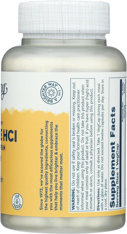 Solaray HCl Pepsin High Potency 650 mg, 100 Vegetarian Capsules