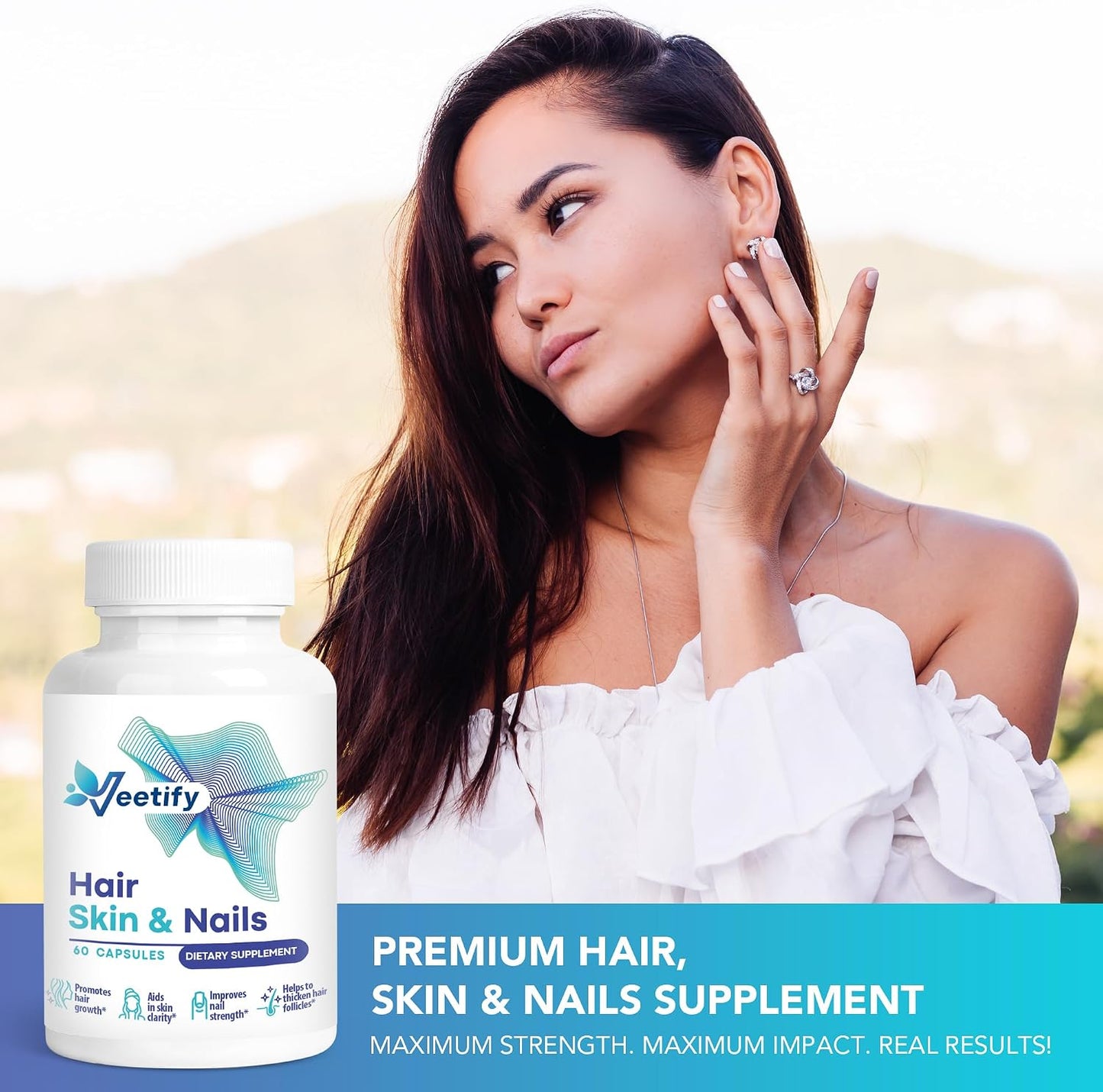 Veetify Hair, Skin and Nails Vitamins - Biotin and Herbal Complex, 60 Vegan Capsules - görsel 6