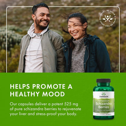 Swanson Full Spectrum Schizandra Berries - Herbal Supplement for Stress Support & Liver Health - 90 Capsules, 525mg (2 Pack)