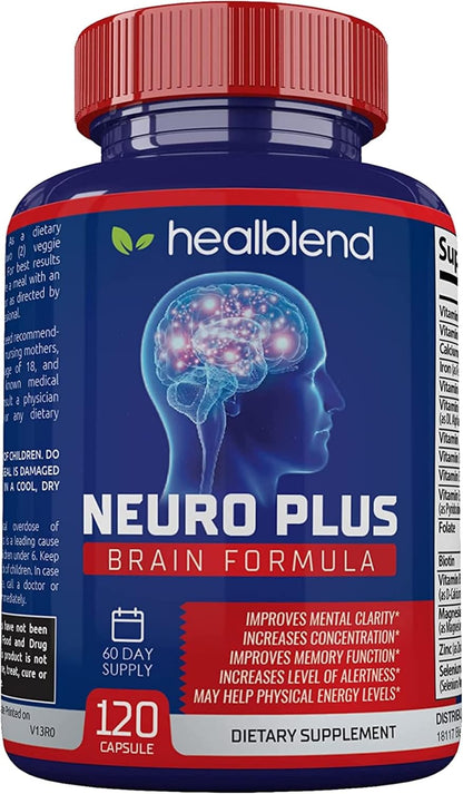 Neuro Plus Brain & Focus Formula – Nootropic Brain Booster, 120 Capsules