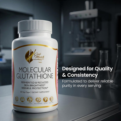Cocó March N.M.D Molecular Glutathione Supplement – 500 mg Potent Antioxidant for Immune Support, Health & Beauty, Low Molecular Weight, Vegan, Gluten-free, Soya & Dairy-free, Non-GMO, 60 Veg Capsules