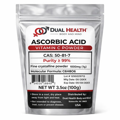 Ascorbic Acid Powder, 100 g - Pure L-Ascorbic Acid Crystals
