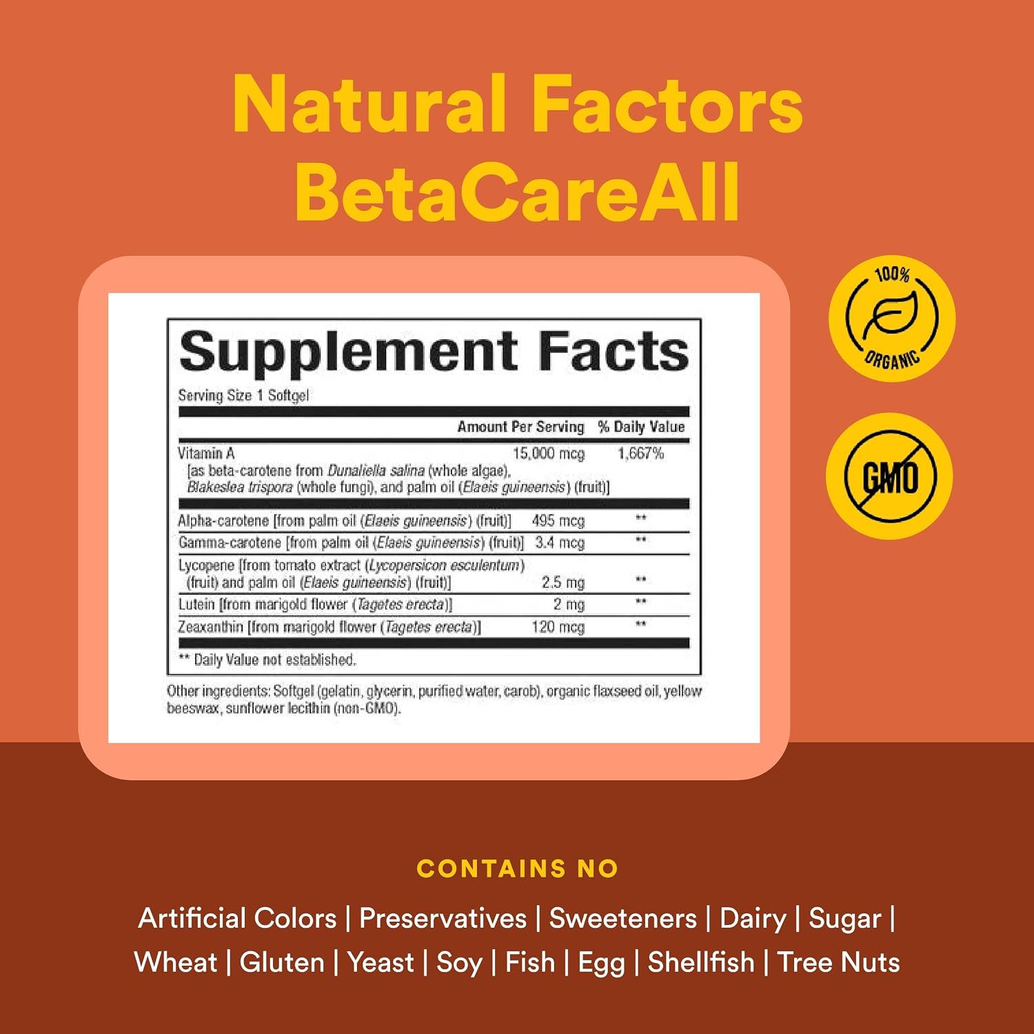Natural Factors BetaCareAll 15,000 mcg - Mixed Carotenoid Food Supplement - 90 Softgels - görsel 4