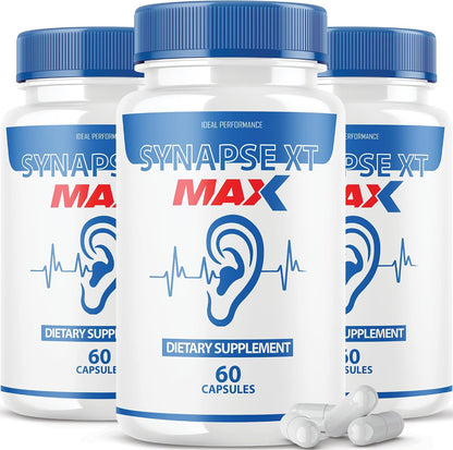 IDEAL PERFORMANCE (3 Pack) Synapse XT Max Tinnitus Supplement Pro Premium Relief Capsules (180 Capsules)