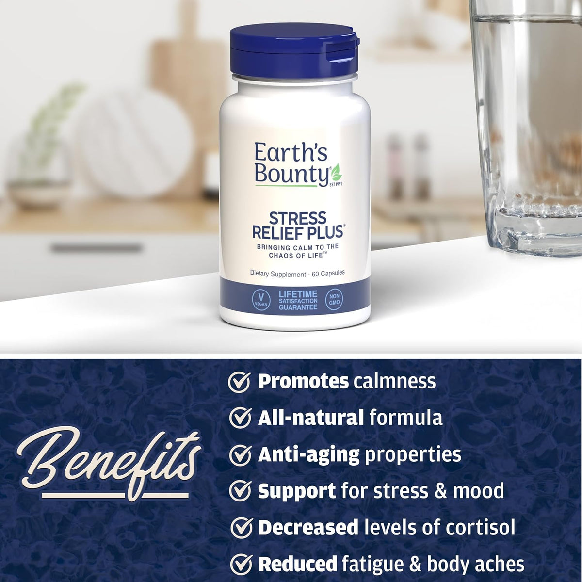 Earth's Bounty Stress Relief Plus – Stress Support & Mood, 60 Vegetarian Capsules - görsel 5