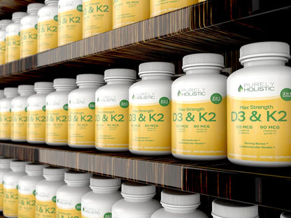 Purely Holistic Vitamin D3 K2 | 5,000 IU D3 + 90 mcg K2 (MK-7) | 150 Capsules (5-Month Supply)