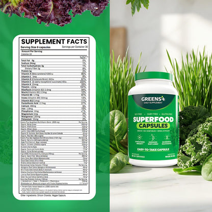 Greens+ Organic Superfood Capsules – 240 Count