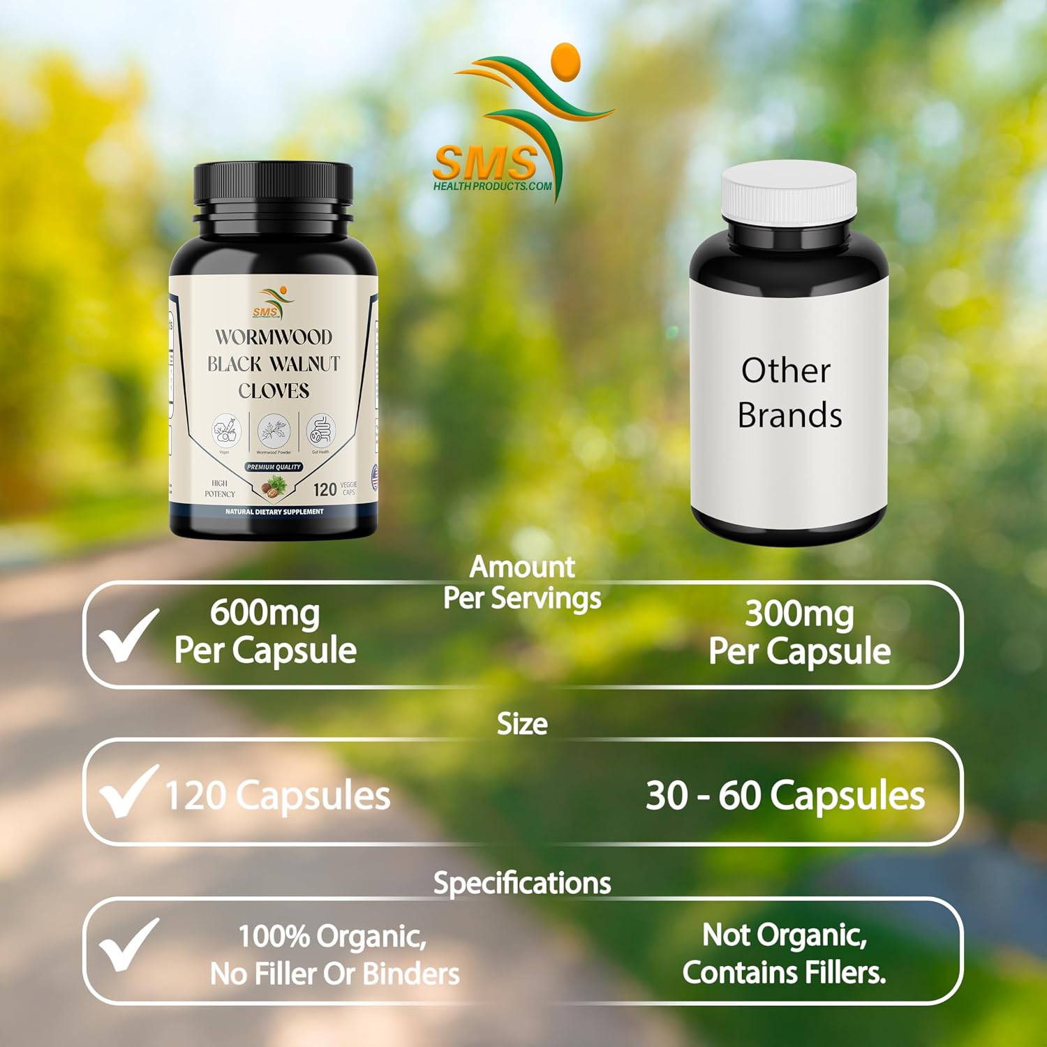 Wormwood, Black Walnut & Clove Capsules – No Fillers, Herbal Support, 120 Vegetable Capsules - görsel 4
