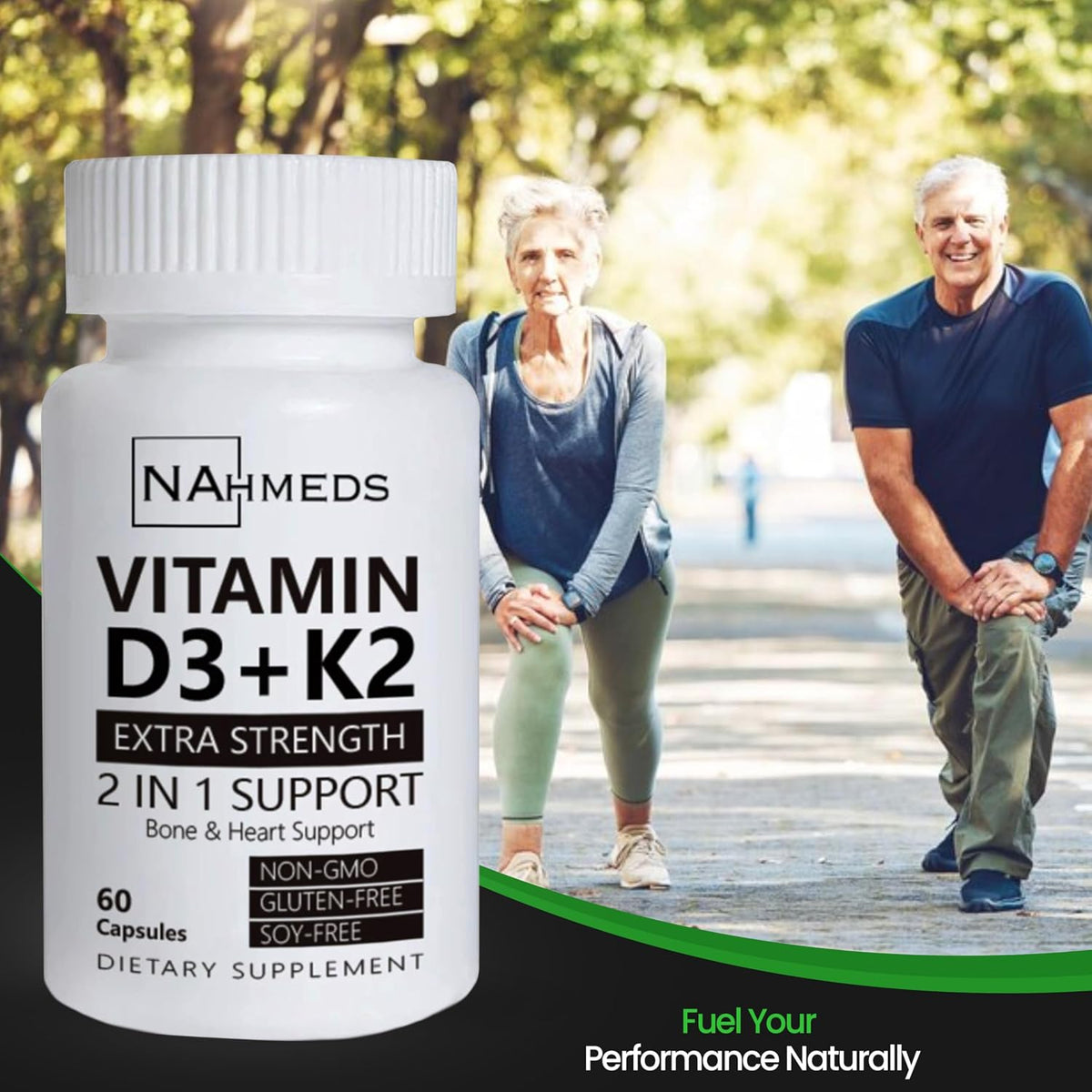 Vitamin D3 + K2 Extra Strength – 60 Capsules, High-Potency Bone & Heart Health Support, Non-GMO, Gluten-free - görsel 9