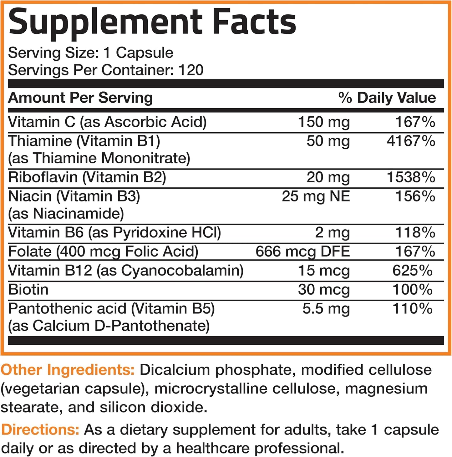 Bronson Vitamin B Complex with Vitamin C, 120 Vegetarian Capsules - görsel 8