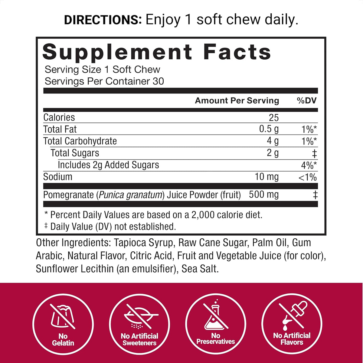 Force Factor Pomegranate Soft Chews – Healthy Ageing, Heart, Bone & Brain Support, 30 Chews - görsel 4