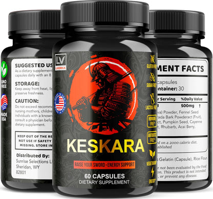 (3 Pack) Keskara Pills for Men, All-Natural Formula, 180 Capsules
