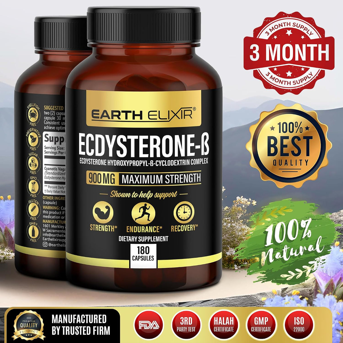 Earth Elixir Ecdysterone 900mg – 180 Capsules – Muscle Building Supplement with 95% Beta Ecdysterone - görsel 3